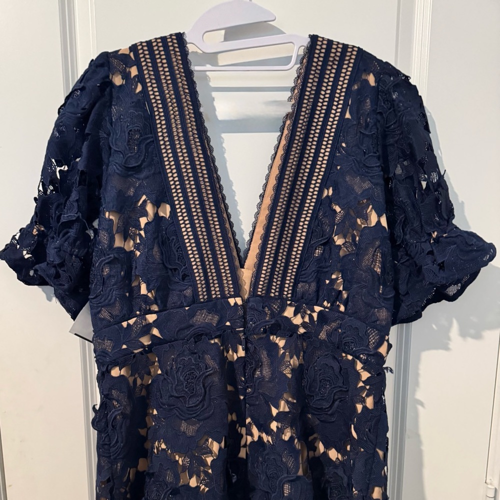 Adelyn Rae Navy Floral Lace Mini Dress - Picture 15 of 16